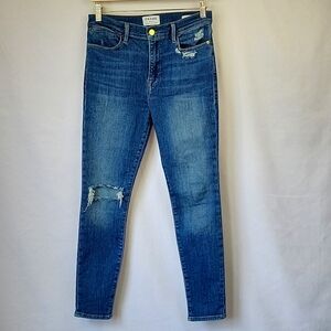 Frame Denim Le High Skinny Ankle Jeans Saxon Wash Size 30